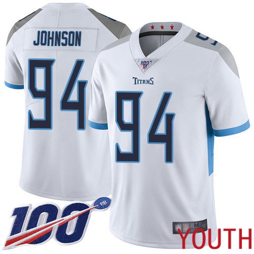 Tennessee Titans Limited White Youth Austin Johnson Road Jersey NFL Football #94 100th Season Vapor Untouchable